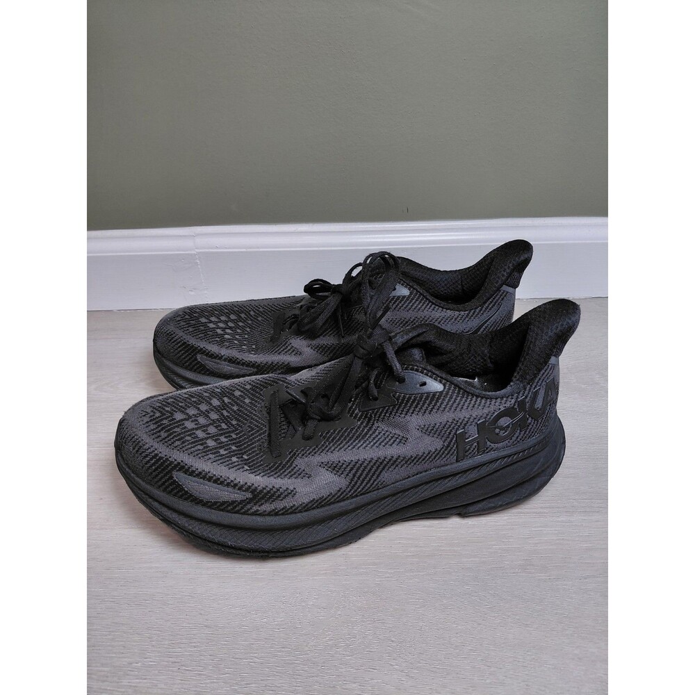 Size 11D - Hoka One One Clifton 9 Triple Black Womens Sneakers